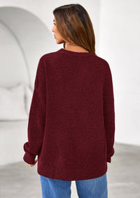 PRETTYGARDEN Womens Fall Long Sleeve Sweater Crew Neck Fuzzy Loose Fit Chunky Knit Oversized Pullover Sweaters Going Out Tops PRETTYGARDEN