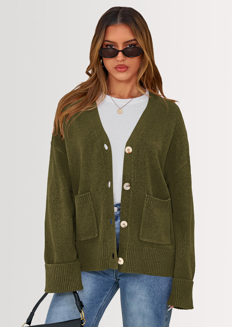 PRETTYGARDEN Women's Oversized Cardigan Sweaters Trendy Chunky Knit Long Sleeve V Neck Button Down Fall Winter Outfits