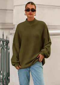 PRETTYGARDEN Women's Fall Oversized Sweaters Chunky Knit Mock Neck Long Sleeve Casual Trendy Pullover Winter Clothes PRETTYGARDEN