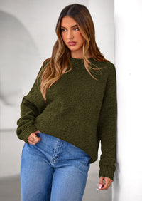 PRETTYGARDEN Womens Fall Long Sleeve Sweater Crew Neck Fuzzy Loose Fit Chunky Knit Oversized Pullover Sweaters Going Out Tops PRETTYGARDEN