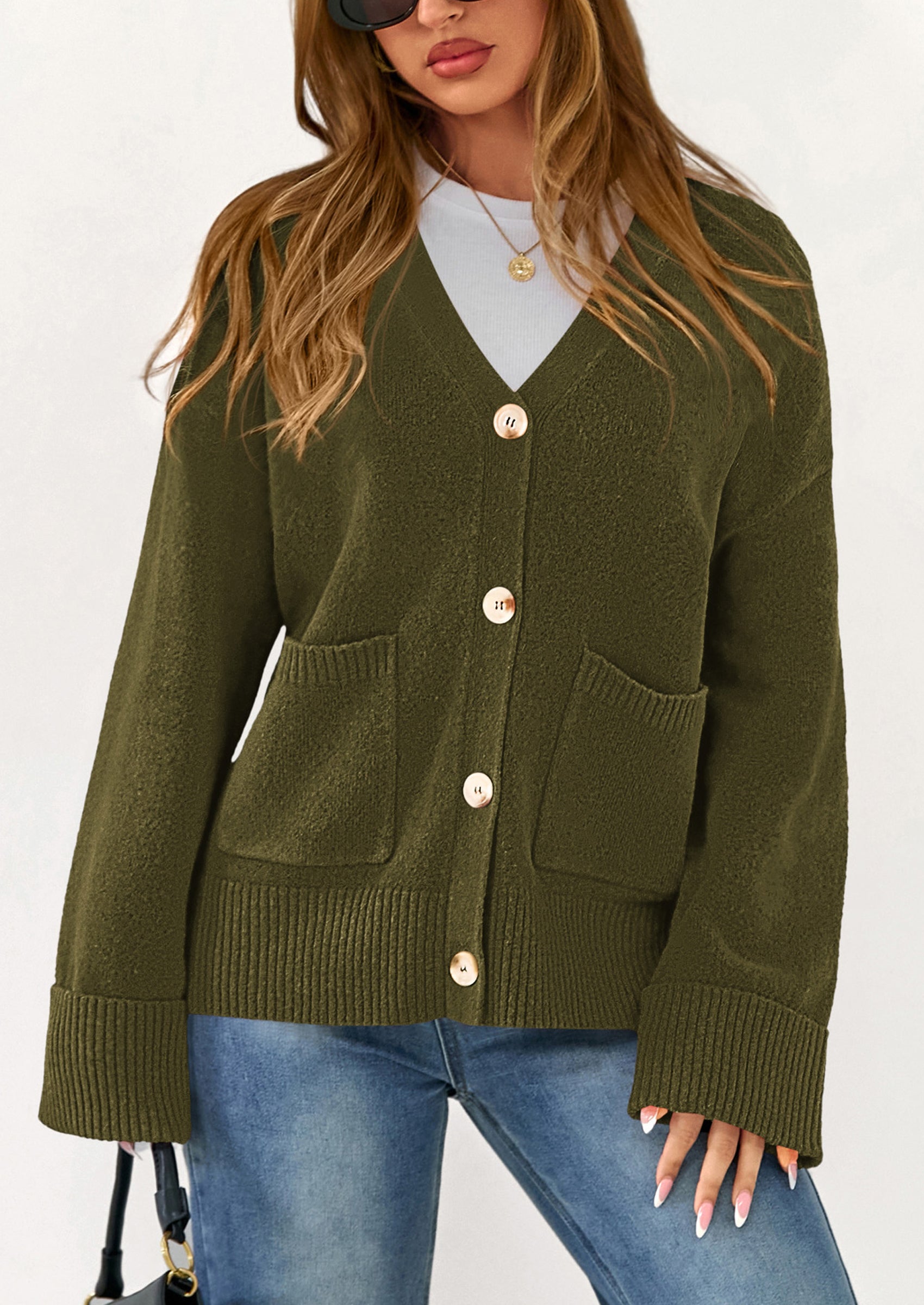 PRETTYGARDEN Women's Oversized Cardigan Sweaters Trendy Chunky Knit Long Sleeve V Neck Button Down Fall Winter Outfits