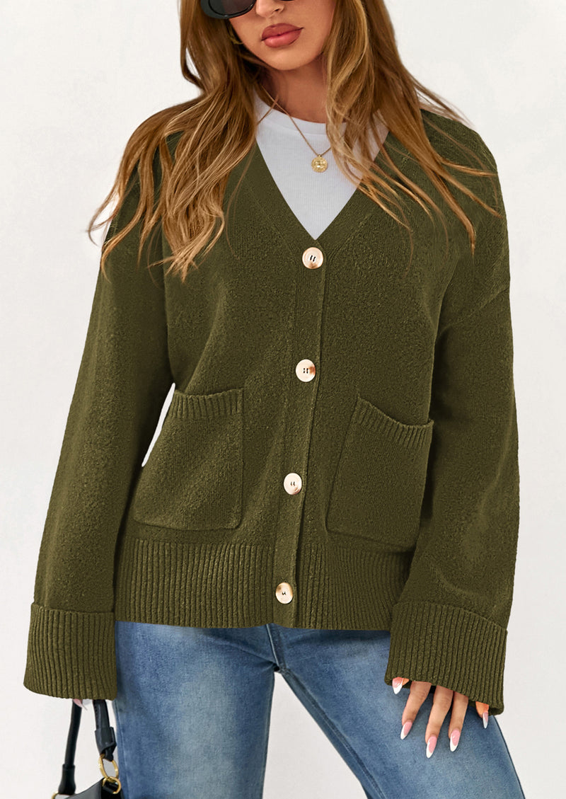 PRETTYGARDEN Women's Oversized Cardigan Sweaters Trendy Chunky Knit Long Sleeve V Neck Button Down Fall Winter Outfits