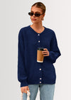 PRETTYGARDEN Fall Long Sleeve Cardigans for Women Trendy Open Front Winter Button Down Crewneck Soft Knit Sweater Jacket