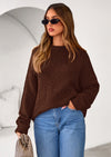 PRETTYGARDEN Womens Fall Long Sleeve Sweater Crew Neck Fuzzy Loose Fit Chunky Knit Oversized Pullover Sweaters Going Out Tops PRETTYGARDEN