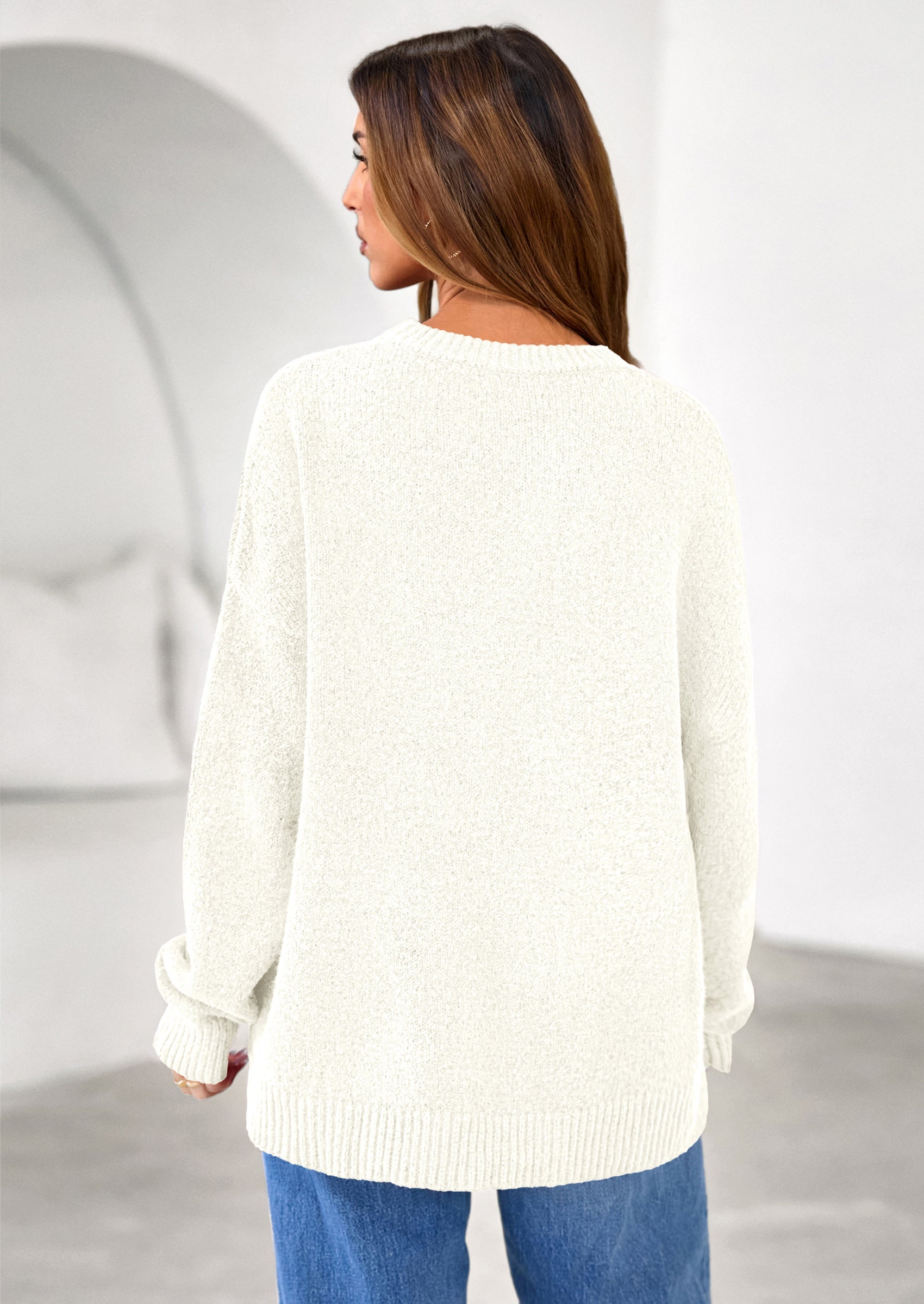 PRETTYGARDEN Womens Fall Long Sleeve Sweater Crew Neck Fuzzy Loose Fit Chunky Knit Oversized Pullover Sweaters Going Out Tops PRETTYGARDEN