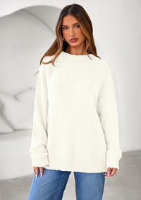 PRETTYGARDEN Womens Fall Long Sleeve Sweater Crew Neck Fuzzy Loose Fit Chunky Knit Oversized Pullover Sweaters Going Out Tops PRETTYGARDEN