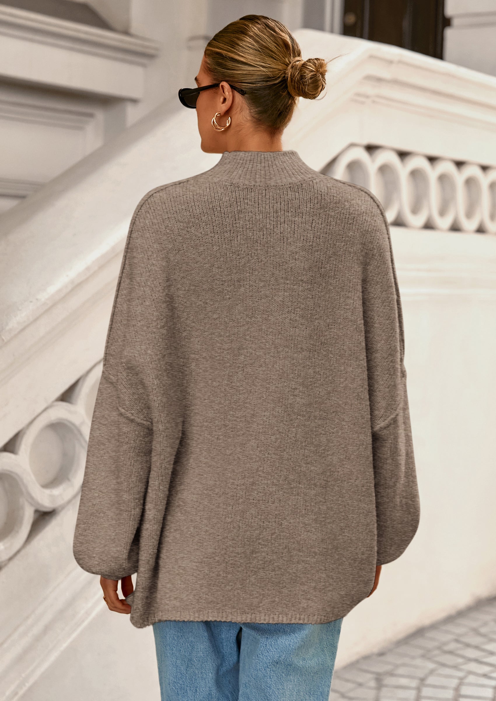 PRETTYGARDEN Women's Fall Oversized Sweaters Chunky Knit Mock Neck Long Sleeve Casual Trendy Pullover Winter Clothes PRETTYGARDEN