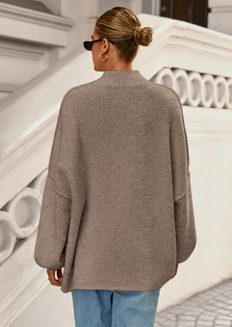 PRETTYGARDEN Women's Fall Oversized Sweaters Chunky Knit Mock Neck Long Sleeve Casual Trendy Pullover Winter Clothes PRETTYGARDEN