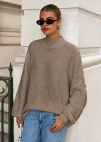 PRETTYGARDEN Women's Fall Oversized Sweaters Chunky Knit Mock Neck Long Sleeve Casual Trendy Pullover Winter Clothes PRETTYGARDEN