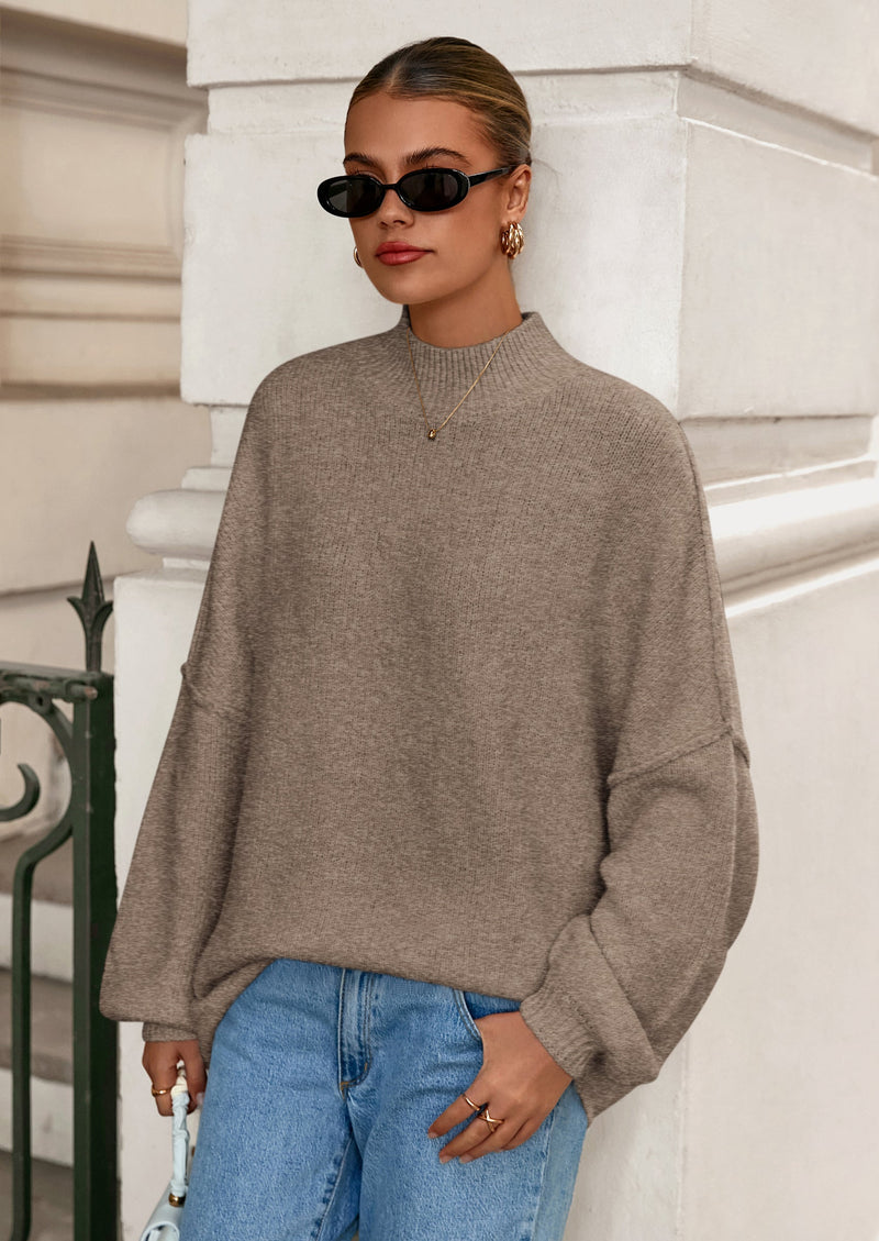 PRETTYGARDEN Women's Fall Oversized Sweaters Chunky Knit Mock Neck Long Sleeve Casual Trendy Pullover Winter Clothes PRETTYGARDEN