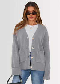PRETTYGARDEN Women's Oversized Cardigan Sweaters Trendy Chunky Knit Long Sleeve V Neck Button Down Fall Winter Outfits