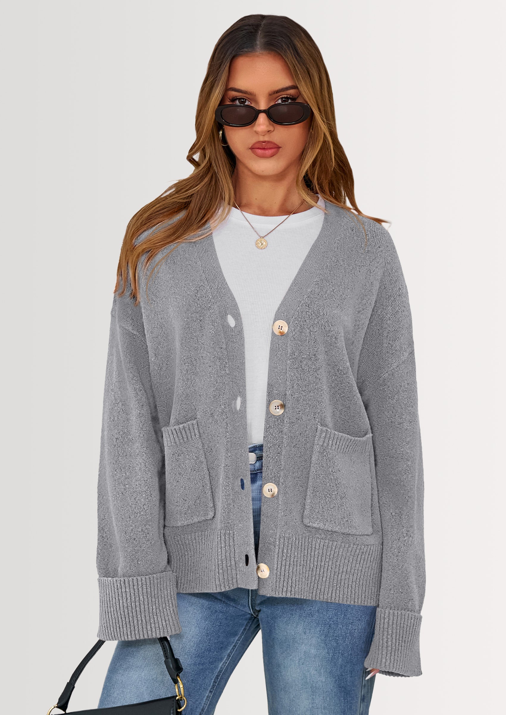 PRETTYGARDEN Women's Oversized Cardigan Sweaters Trendy Chunky Knit Long Sleeve V Neck Button Down Fall Winter Outfits