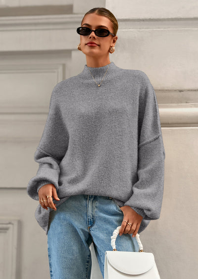PRETTYGARDEN Women's Fall Oversized Sweaters Chunky Knit Mock Neck Long Sleeve Casual Trendy Pullover Winter Clothes PRETTYGARDEN