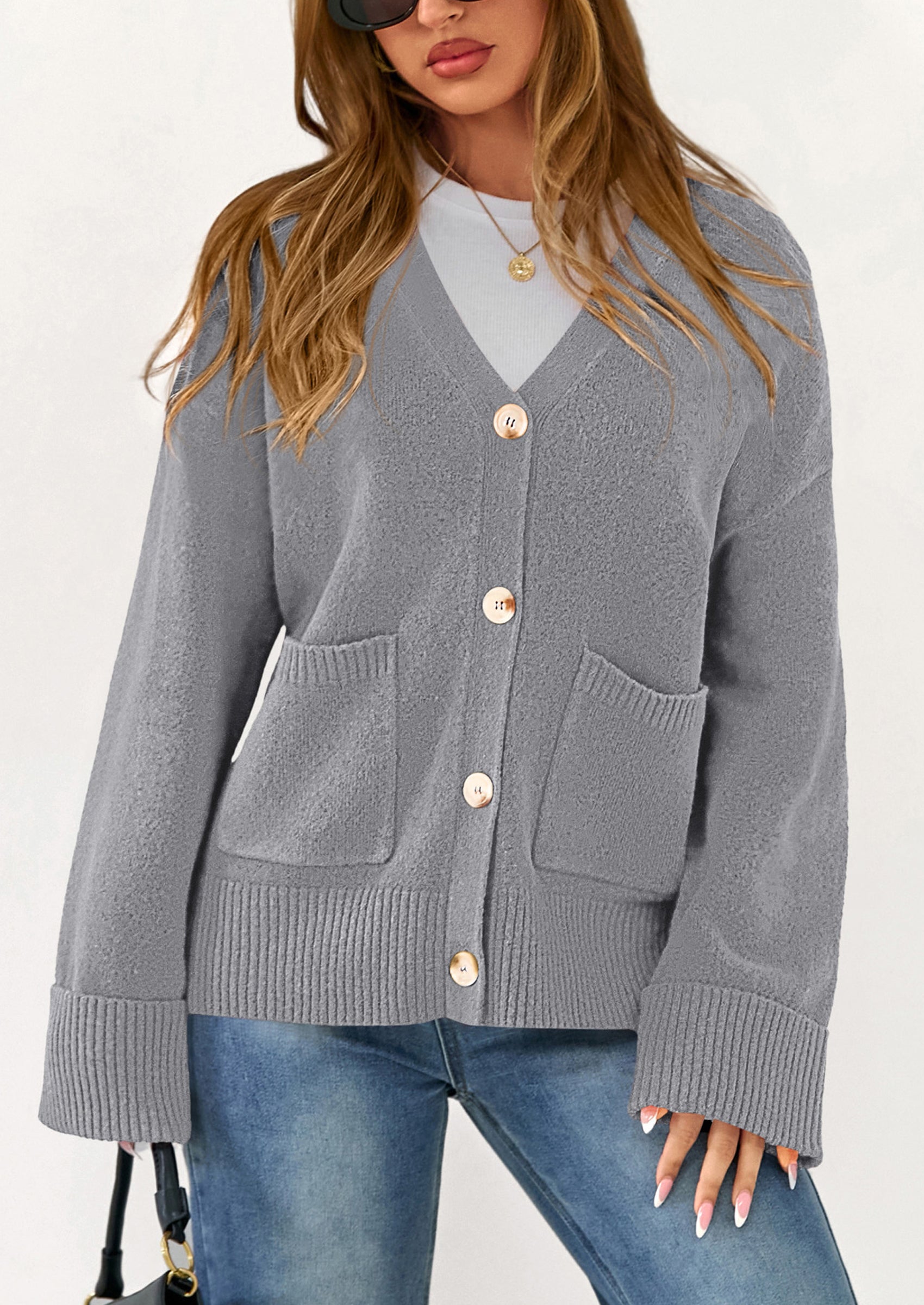 PRETTYGARDEN Women's Oversized Cardigan Sweaters Trendy Chunky Knit Long Sleeve V Neck Button Down Fall Winter Outfits