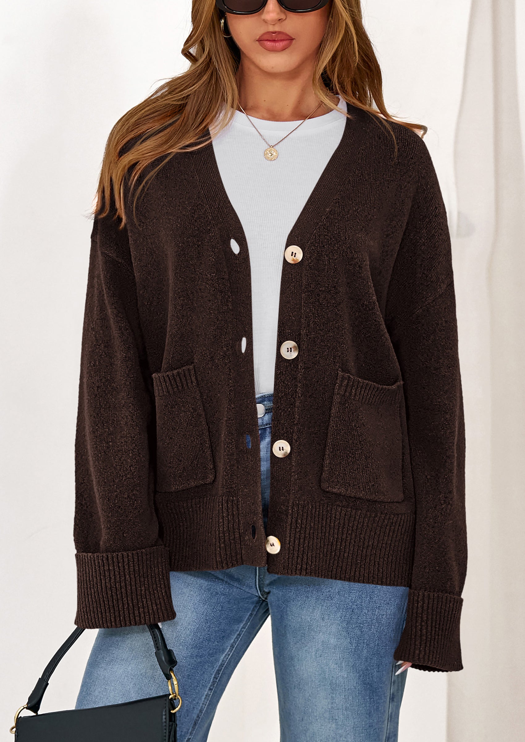 PRETTYGARDEN Women's Oversized Cardigan Sweaters Trendy Chunky Knit Long Sleeve V Neck Button Down Fall Winter Outfits