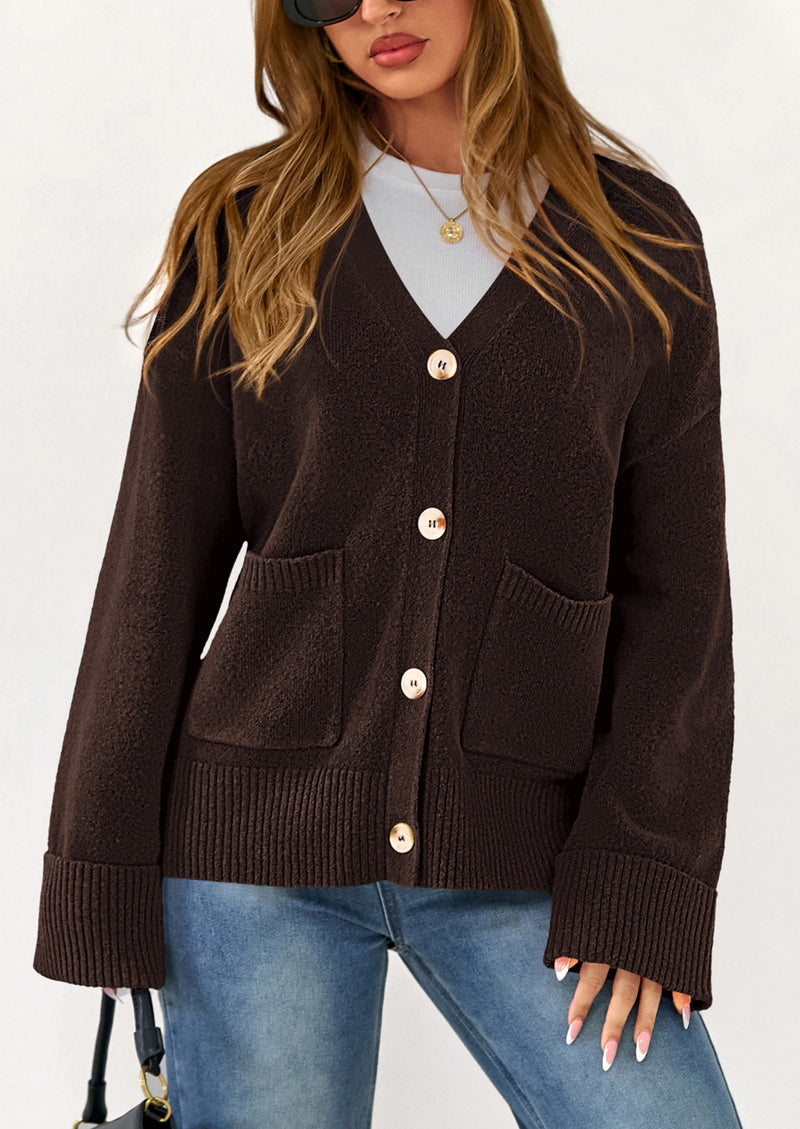 PRETTYGARDEN Women's Oversized Cardigan Sweaters Trendy Chunky Knit Long Sleeve V Neck Button Down Fall Winter Outfits