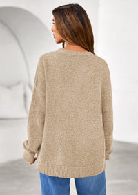 PRETTYGARDEN Womens Fall Long Sleeve Sweater Crew Neck Fuzzy Loose Fit Chunky Knit Oversized Pullover Sweaters Going Out Tops PRETTYGARDEN