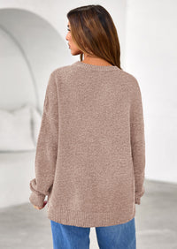 PRETTYGARDEN Womens Fall Long Sleeve Sweater Crew Neck Fuzzy Loose Fit Chunky Knit Oversized Pullover Sweaters Going Out Tops PRETTYGARDEN