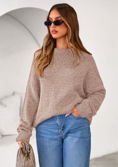 PRETTYGARDEN Womens Fall Long Sleeve Sweater Crew Neck Fuzzy Loose Fit Chunky Knit Oversized Pullover Sweaters Going Out Tops PRETTYGARDEN