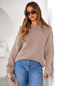 PRETTYGARDEN Womens Fall Long Sleeve Sweater Crew Neck Fuzzy Loose Fit Chunky Knit Oversized Pullover Sweaters Going Out Tops PRETTYGARDEN