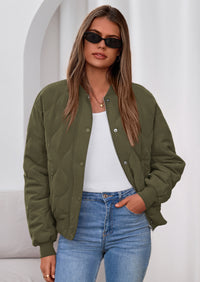 PRETTYGARDEN Women's Quilted Bomber Jacket Fall Fashion Lightweight Cropped Zip up Outerwear Winter Puffer Coats Pockets