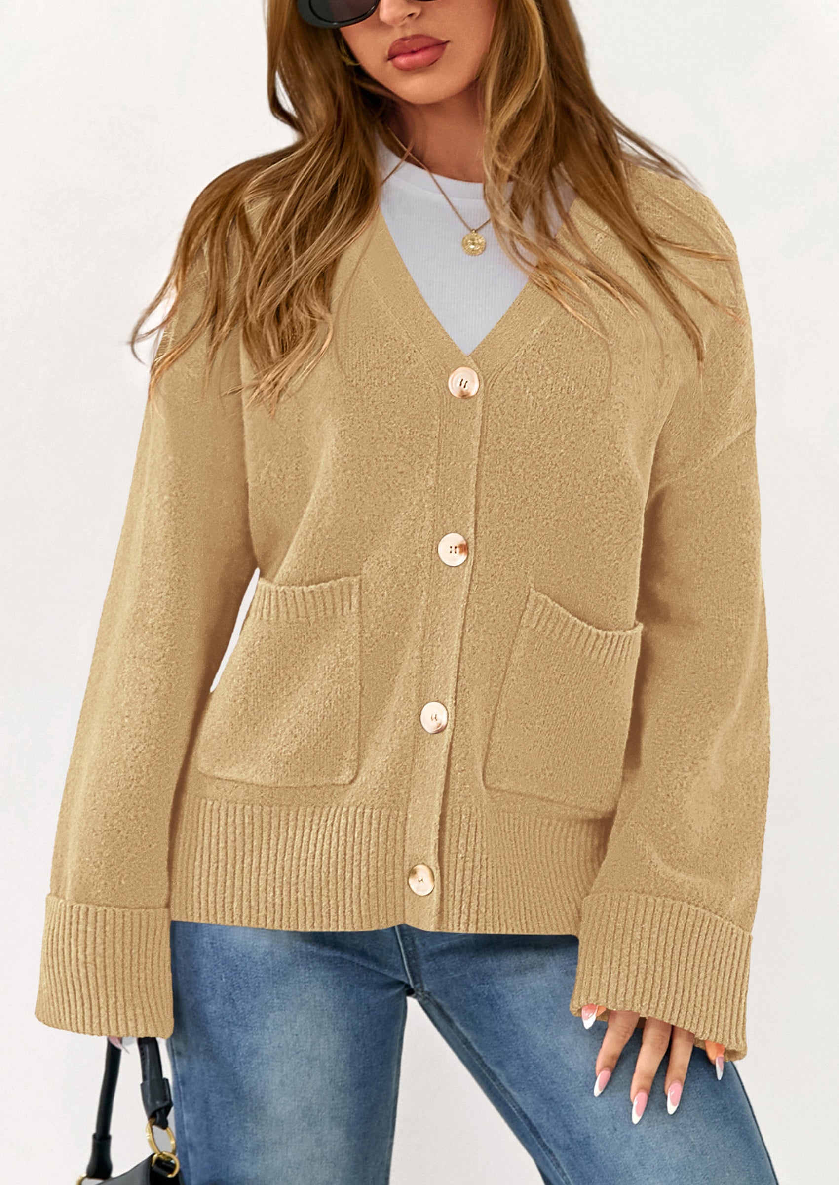 PRETTYGARDEN Women's Oversized Cardigan Sweaters Trendy Chunky Knit Long Sleeve V Neck Button Down Fall Winter Outfits