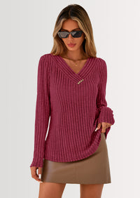 PRETTYGARDEN Women's Long Sleeve Shirts Fall Fashion Clothes Casual Ribbed V Neck Loose Tunic Tops Lightweight Sweaters