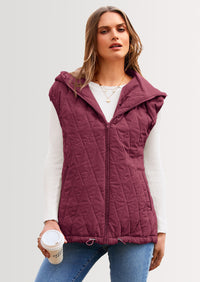 PRETTYGARDEN Women's Fall Spring Vest Casual Sleeveless Hooded Zip Up Jacket Trendy Winter Coat Outerwear