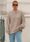 PRETTYGARDEN Women's Fall Oversized Sweaters Chunky Knit Mock Neck Long Sleeve Casual Trendy Pullover Winter Clothes PRETTYGARDEN