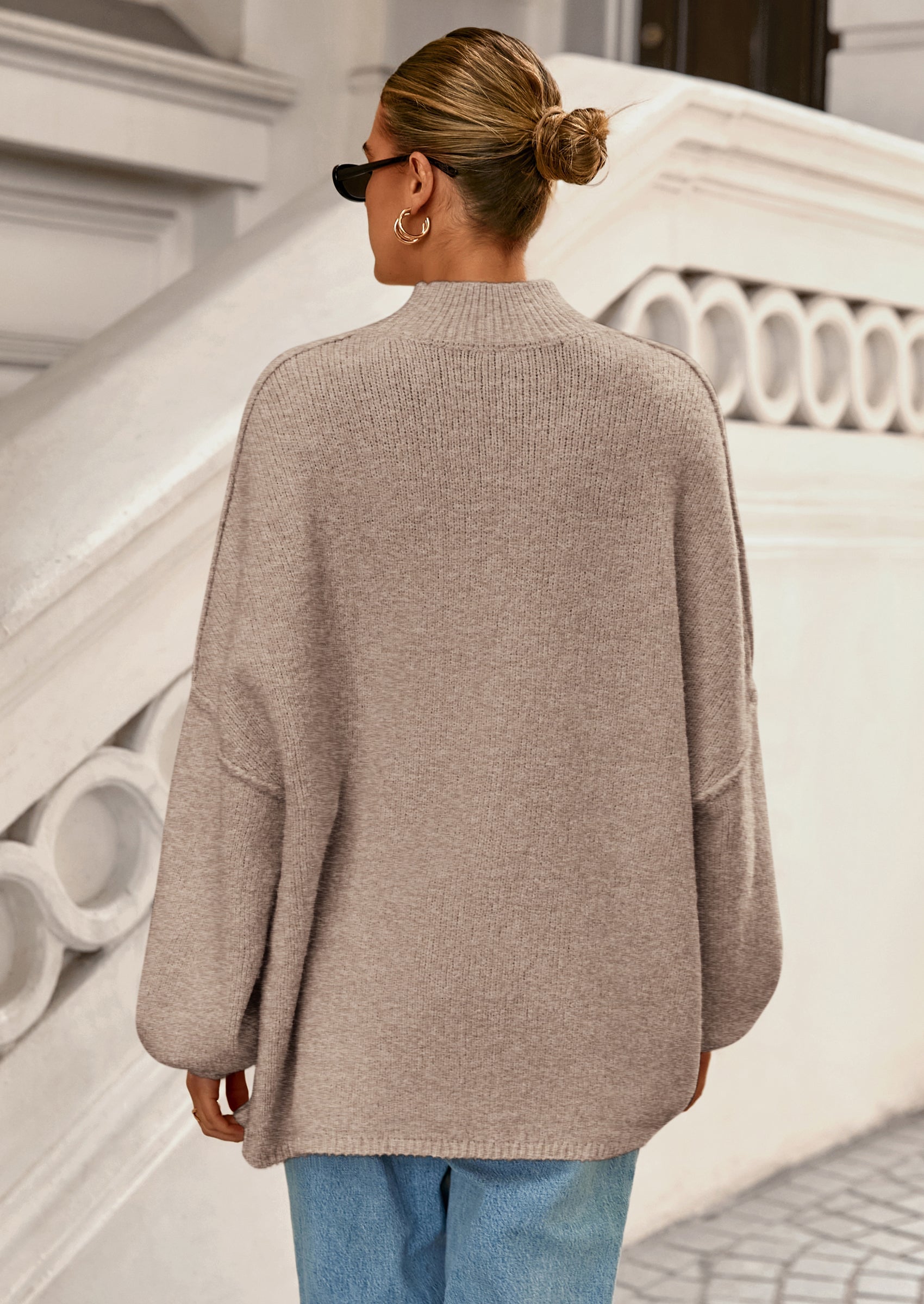 PRETTYGARDEN Women's Fall Oversized Sweaters Chunky Knit Mock Neck Long Sleeve Casual Trendy Pullover Winter Clothes PRETTYGARDEN