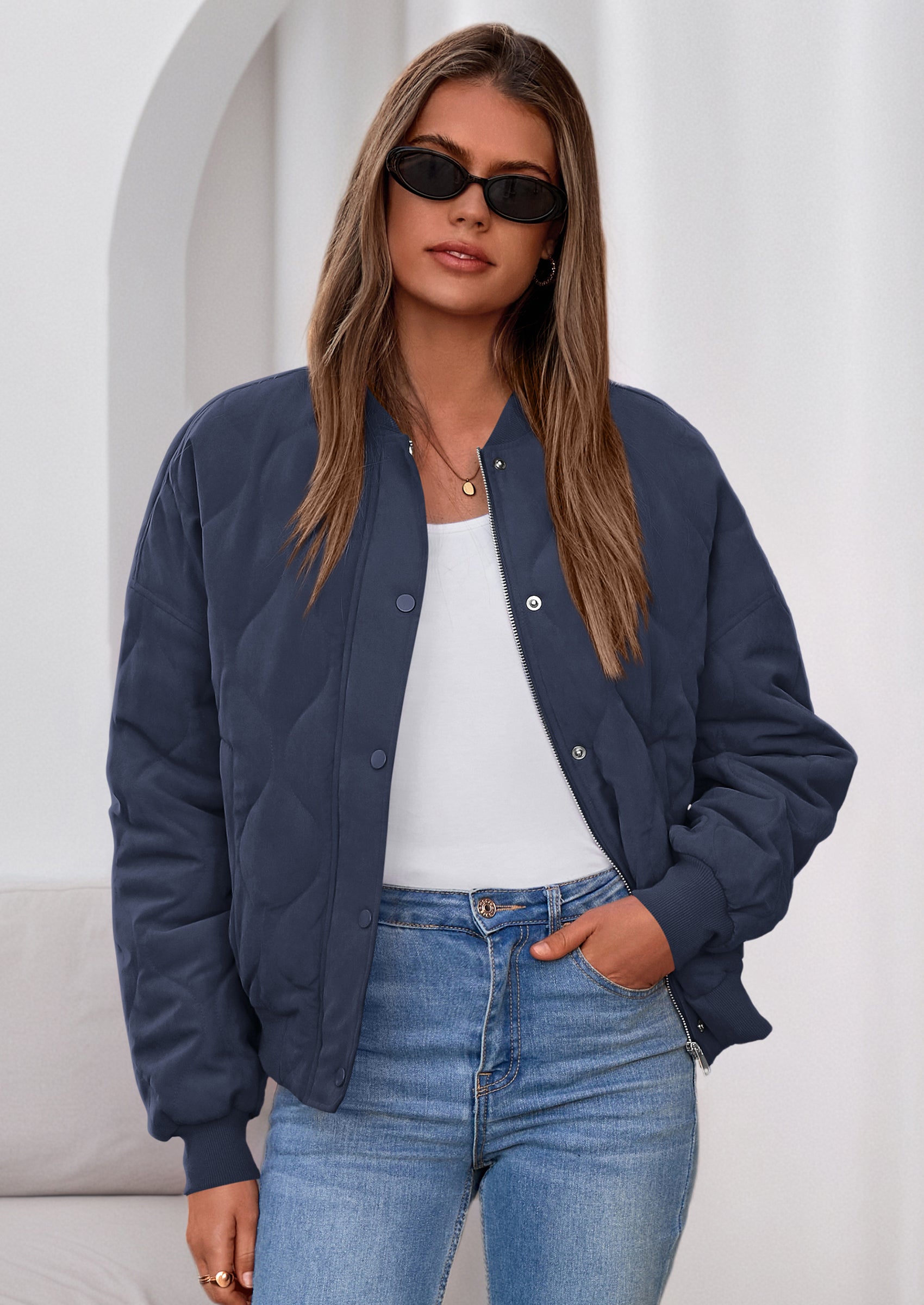 PRETTYGARDEN Women's Quilted Bomber Jacket Fall Fashion Lightweight Cropped Zip up Outerwear Winter Puffer Coats Pockets
