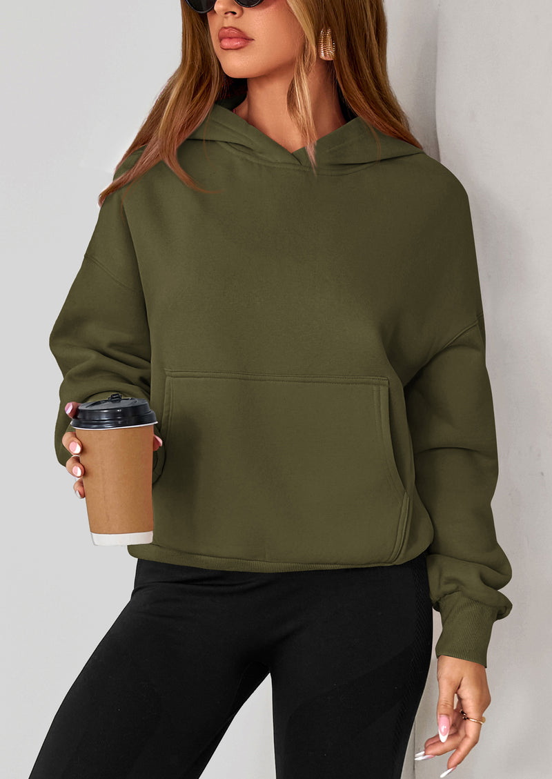 PRETTYGARDEN Women's Fall Hooded Sweatshirts Long Sleeve Half Zip Cropped Hoodies Pullover Winter Fashion Clothes