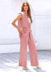 PRETTYGARDEN Women's 2 Piece Outfits Sleeveless Suit Vest and Wide Leg Pants Business Casual Blazer Sets