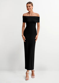 PRETTYGARDEN Women's Off The Shoulder Maxi Dresses Summer Formal Elegant Cocktail Party Wedding Guest Long Dress