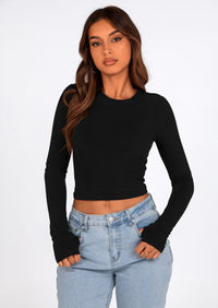 PRETTYGARDEN Women's Long Sleeve Crop Tops Y2K Spring Fall Fashion Clothes Basic Slim Fit Tee Shirts Blouse
