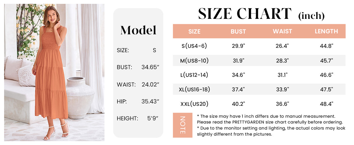 Smocked Ruffle A Line Long Flowy Sleeveless Beach Midi Dress