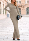 PRETTYGARDEN Women's Fall Fashion Long Sleeve Maxi Dress Ribbed Knit Boat Neck Bodycon Casual Dresses Going Out Outfits
