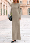 PRETTYGARDEN Women's Fall Fashion Long Sleeve Maxi Dress Ribbed Knit Boat Neck Bodycon Casual Dresses Going Out Outfits