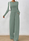PRETTYGARDEN Women's 2 Piece Lounge Sets Fall Fashion Long Sleeve Crop Top Wide Leg Pants Matching Sets Clothing