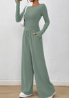 PRETTYGARDEN Women's 2 Piece Lounge Sets Fall Fashion Long Sleeve Crop Top Wide Leg Pants Matching Sets Clothing