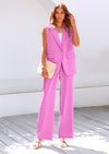 PRETTYGARDEN Women's 2 Piece Outfits Sleeveless Suit Vest and Wide Leg Pants Business Casual Blazer Sets