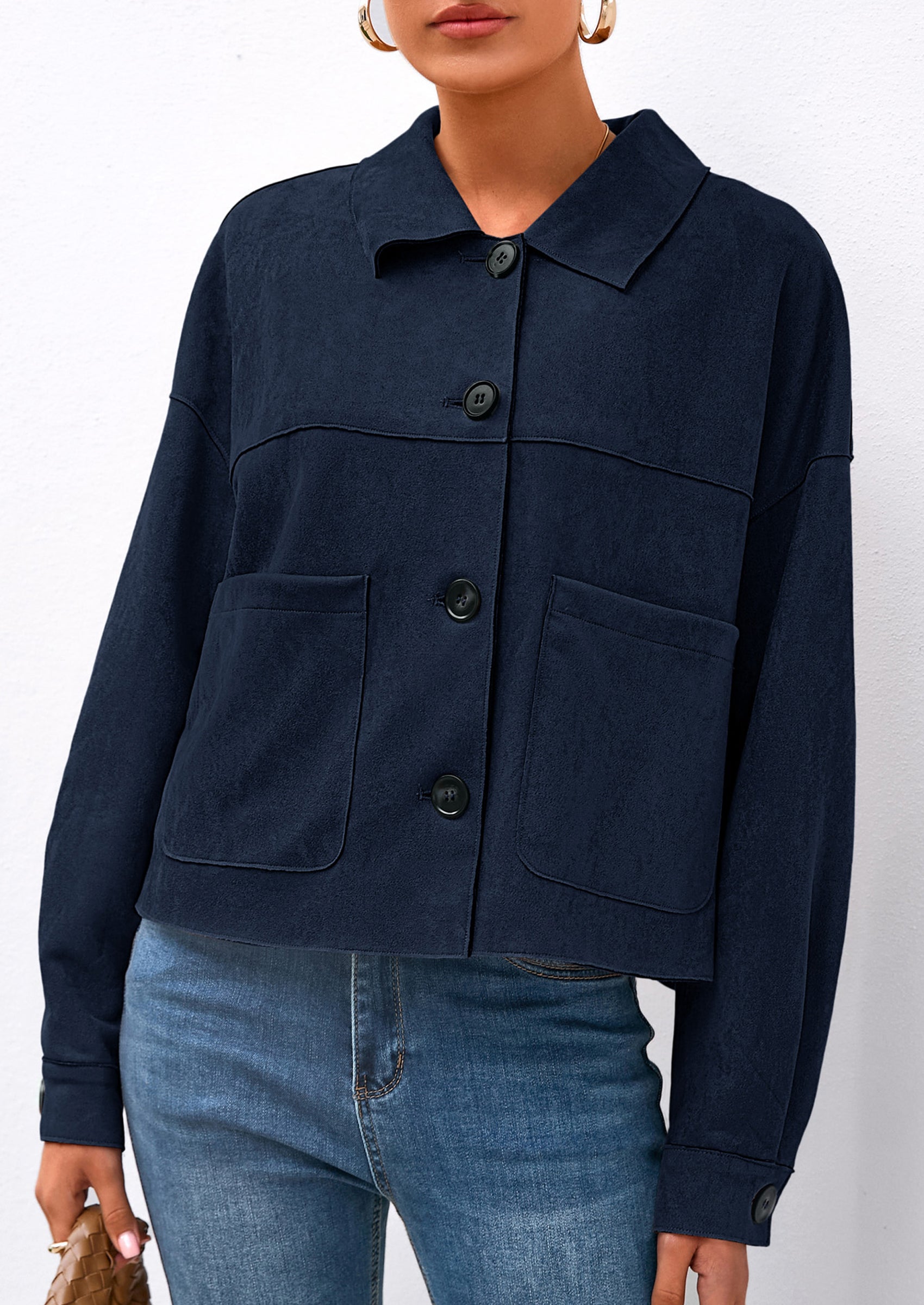 PRETTYGARDEN Women's Faux Suede Cropped Jacket Casual Lightweight Fall Fashion Winter Coats Outerwear Trendy Clothes