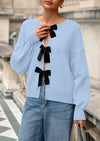 PRETTYGARDEN Cardigan Sweaters for Women Fall Bow Tie Front Long Sleeve Knit Sweater Tops Cute Going Out Outfits