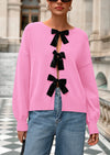PRETTYGARDEN Cardigan Sweaters for Women Fall Bow Tie Front Long Sleeve Knit Sweater Tops Cute Going Out Outfits