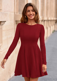 PRETTYGARDEN Fall Cocktail Dresses for Women Elegant Classy Wedding Guest Long Sleeve Homecoming Party A Line Mini Dress