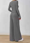 PRETTYGARDEN Women's 2 Piece Lounge Sets Fall Fashion Long Sleeve Crop Top Wide Leg Pants Matching Sets Clothing