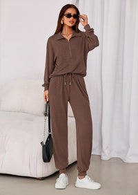 PRETTYGARDEN Women's Fall 2 Piece Lounge Sets Zip Up Sweatshirt Jogger Pants Sweat Track Suits Travel Outfit Winter Clothing