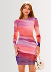 PRETTYGARDEN Women's Mini Dress Fall Trendy Tie Dye Print Long Sleeve Club Party Homecoming Casual Bodycon Dresses