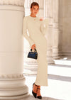 PRETTYGARDEN Sweater Dresses for Women Fall Bell Long Sleeve Crew Neck Bodycon Maxi Dress Winter Ribbed Knit Outfits