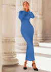 PRETTYGARDEN Sweater Dresses for Women Fall Bell Long Sleeve Crew Neck Bodycon Maxi Dress Winter Ribbed Knit Outfits